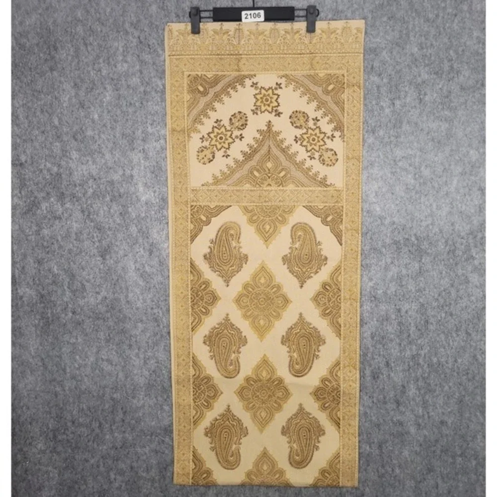 Pottery Barn Table Runner Tan Gold Brown‎ Medallion Paisley Cotton Farmhouse 90